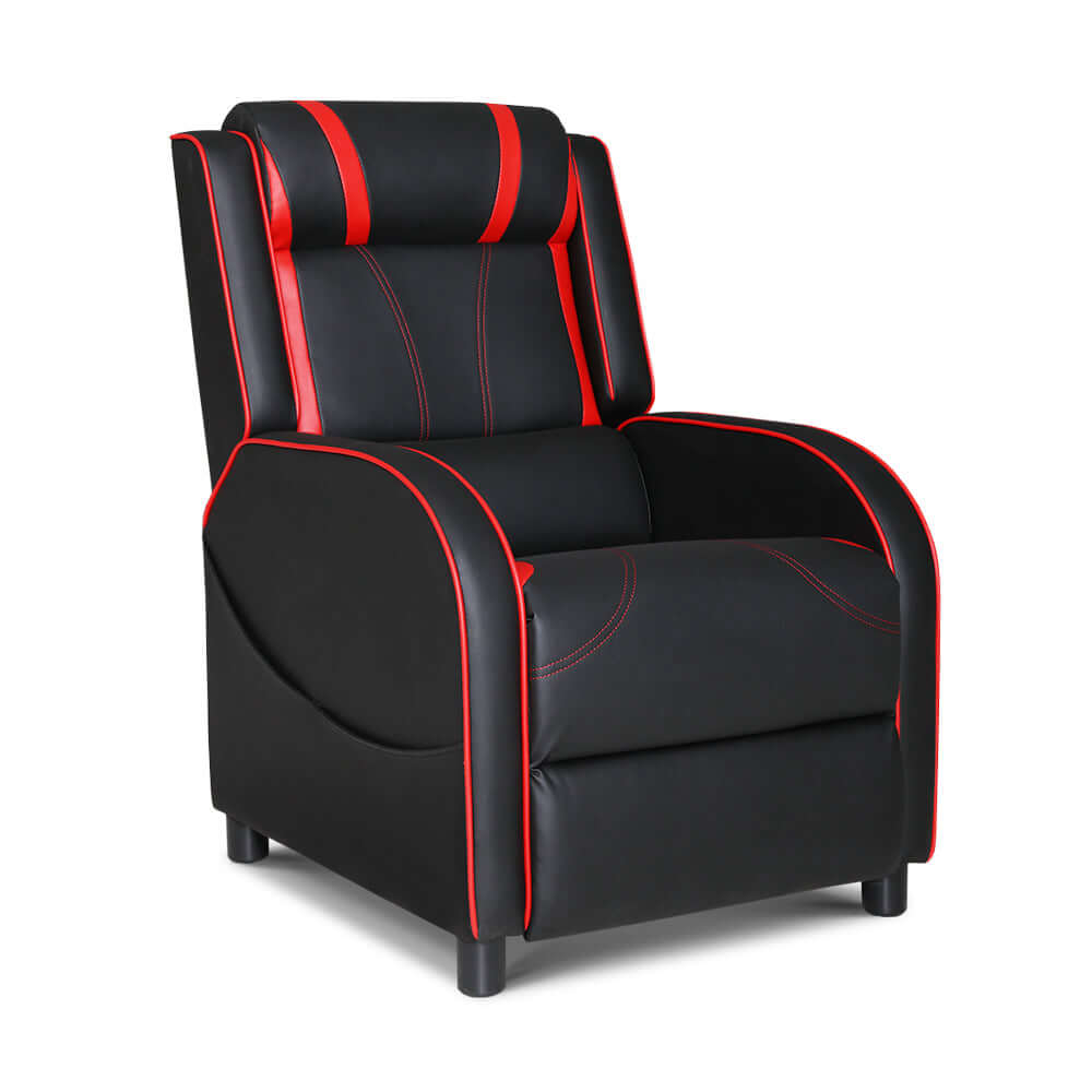 Artiss black and red gaming recliner chair with ergonomic design, affordable luxury for comfortable gaming sessions.