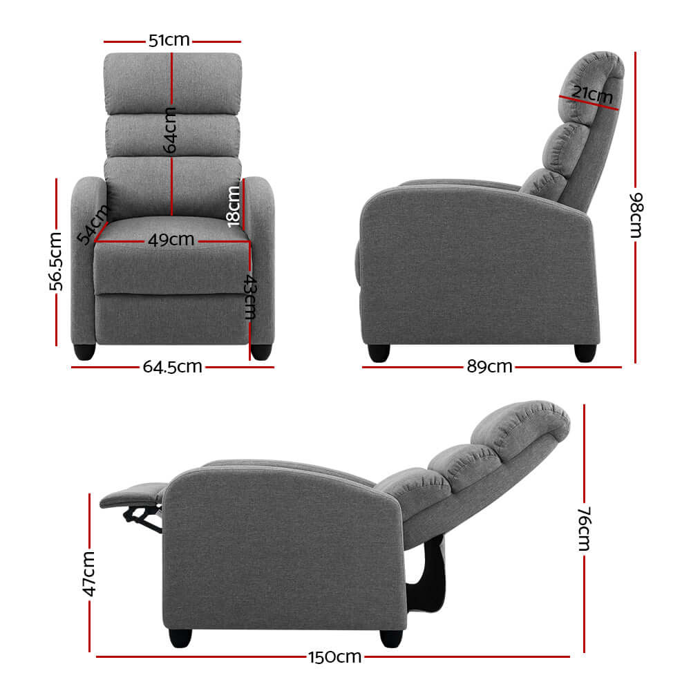 DSZ Product, feed-cond-new, feed-sl-DSZ Freight Payable, newArtiss Recliner Armchair Grey Fabric Bolivia - Premium Furniture > Bar Stools & Chairs > Arm Chairs & Recliners from Artiss ! Shop Online Buy Now at S & D's Value Store Family Business Best Customer ServiceDSZ Product, feed-cond-new, feed-sl-DSZ Freight Payable, new