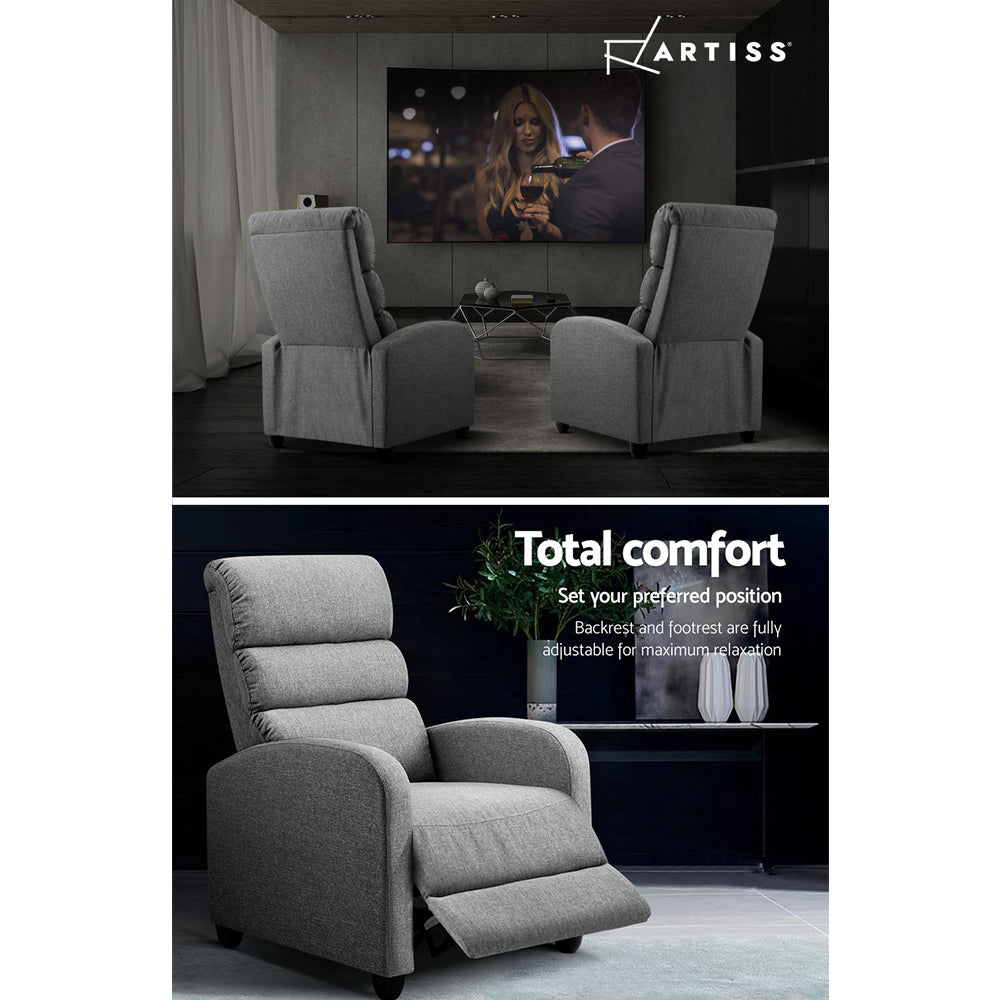 DSZ Product, feed-cond-new, feed-sl-DSZ Freight Payable, newArtiss Recliner Armchair Grey Fabric Bolivia - Premium Furniture > Bar Stools & Chairs > Arm Chairs & Recliners from Artiss ! Shop Online Buy Now at S & D's Value Store Family Business Best Customer ServiceDSZ Product, feed-cond-new, feed-sl-DSZ Freight Payable, new