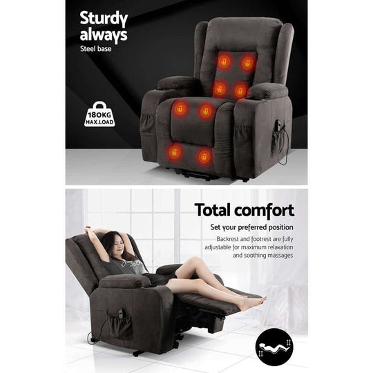 DSZ Product, feed-cond-new, feed-sl-DSZ Freight Payable, newArtiss Recliner Chair Lift Assist Heated Massage Chair Velvet Rukwa - Premium Furniture > Bar Stools & Chairs > Massage Chairs from Artiss ! Shop Online Buy Now at S & D's Value Store Family Business Best Customer ServiceDSZ Product, feed-cond-new, feed-sl-DSZ Freight Payable, new