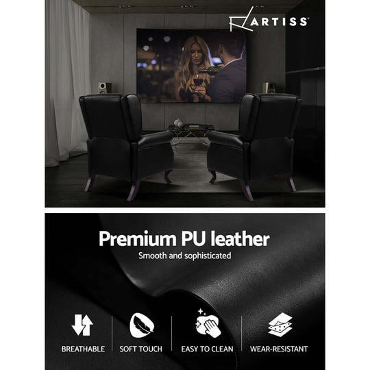 DSZ Product, feed-cond-new, feed-sl-DSZ Freight Payable, newArtiss Recliner Armchair Black Faux Leather Domini - Premium Furniture > Bar Stools & Chairs > Arm Chairs & Recliners from Artiss ! Shop Online Buy Now at S & D's Value Store Family Business Best Customer ServiceDSZ Product, feed-cond-new, feed-sl-DSZ Freight Payable, new