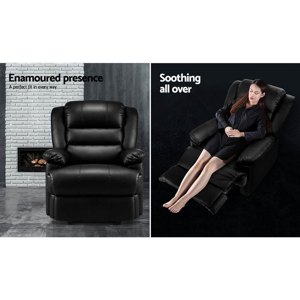 DSZ Product, feed-cond-new, feed-sl-DSZ Freight Payable, newArtiss Recliner Chair Leather Black Cissy - Premium Furniture > Bar Stools & Chairs > Arm Chairs & Recliners from Artiss ! Shop Online Buy Now at S & D's Value Store Family Business Best Customer ServiceDSZ Product, feed-cond-new, feed-sl-DSZ Freight Payable, new