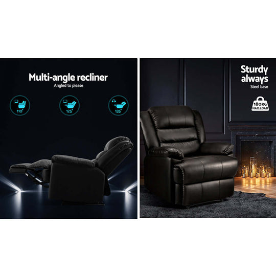 DSZ Product, feed-cond-new, feed-sl-DSZ Freight Payable, newArtiss Recliner Chair Leather Black Cissy - Premium Furniture > Bar Stools & Chairs > Arm Chairs & Recliners from Artiss ! Shop Online Buy Now at S & D's Value Store Family Business Best Customer ServiceDSZ Product, feed-cond-new, feed-sl-DSZ Freight Payable, new