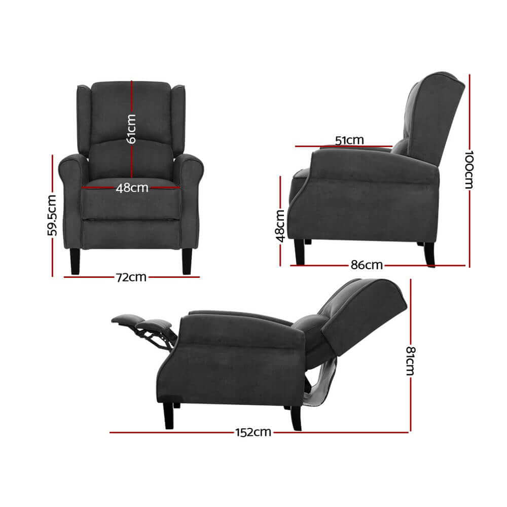 DSZ Product, feed-cond-new, feed-sl-DSZ Freight Payable, newArtiss Recliner Chair Adjustable Sofa Lounge Soft Suede Armchair Couch Charcoal - Premium Furniture > Bar Stools & Chairs > Arm Chairs & Recliners from Artiss ! Shop Online Buy Now at S & D's Value Store Family Business Best Customer ServiceDSZ Product, feed-cond-new, feed-sl-DSZ Freight Payable, new