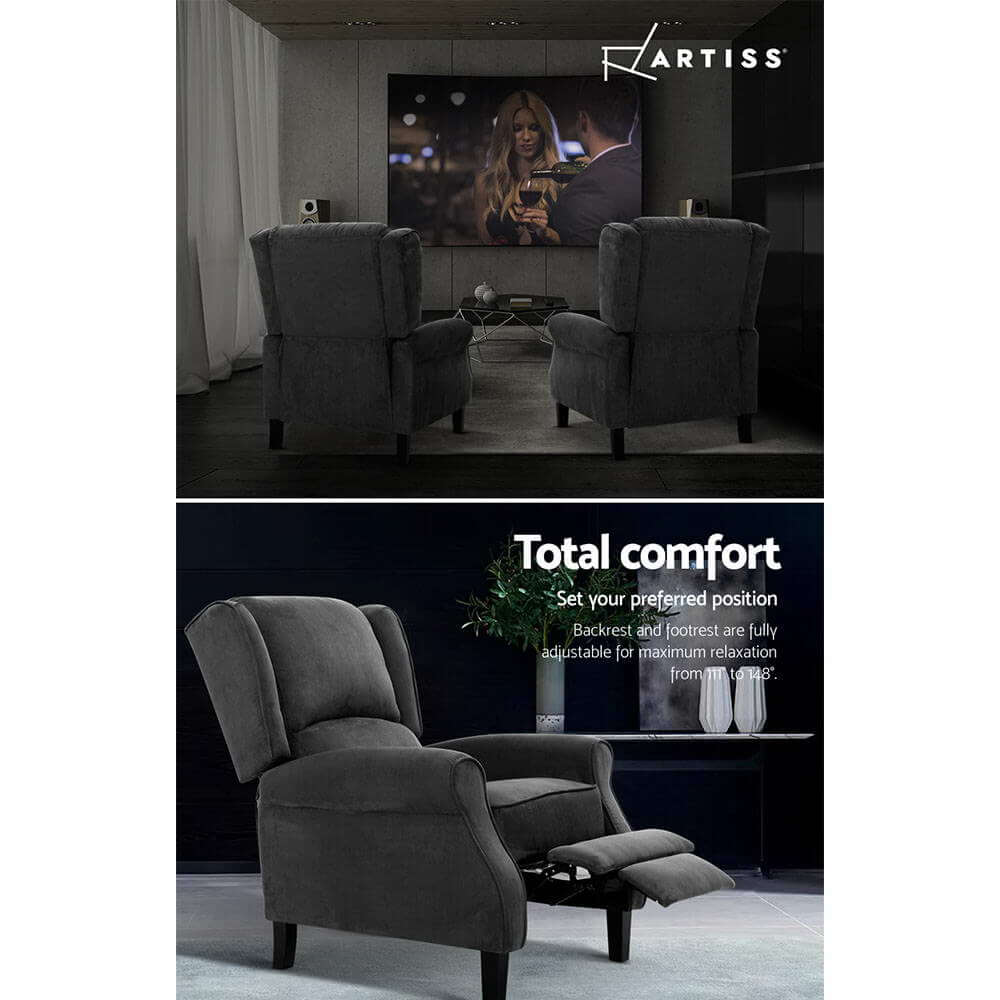 DSZ Product, feed-cond-new, feed-sl-DSZ Freight Payable, newArtiss Recliner Chair Adjustable Sofa Lounge Soft Suede Armchair Couch Charcoal - Premium Furniture > Bar Stools & Chairs > Arm Chairs & Recliners from Artiss ! Shop Online Buy Now at S & D's Value Store Family Business Best Customer ServiceDSZ Product, feed-cond-new, feed-sl-DSZ Freight Payable, new