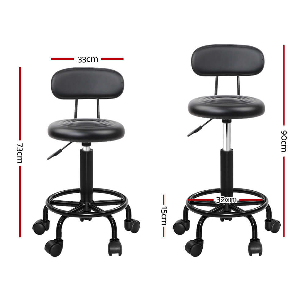 Artiss salon stool swivel chair with backrest, adjustable height, black color, perfect for salons and clinics.