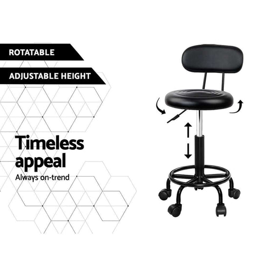 Artiss Salon Stool Swivel Chair with backrest, adjustable height, perfect for salons and cafes, stylish and affordable.