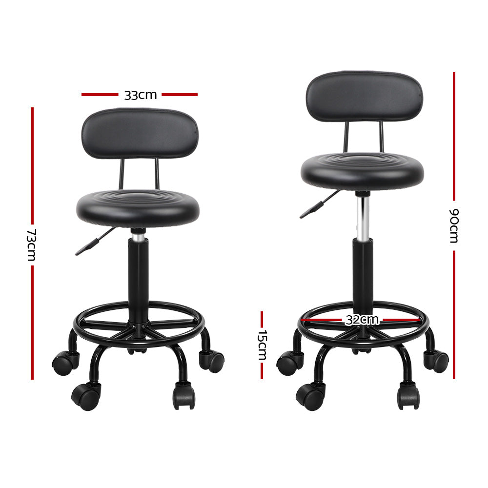 Artiss 2x Salon Stool Swivel Chair Backrest