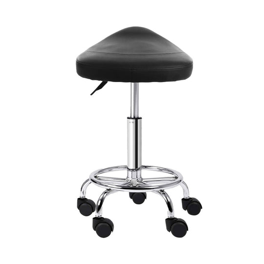 Artiss 2x Salon Stool Saddle Swivel Chair สีดำ