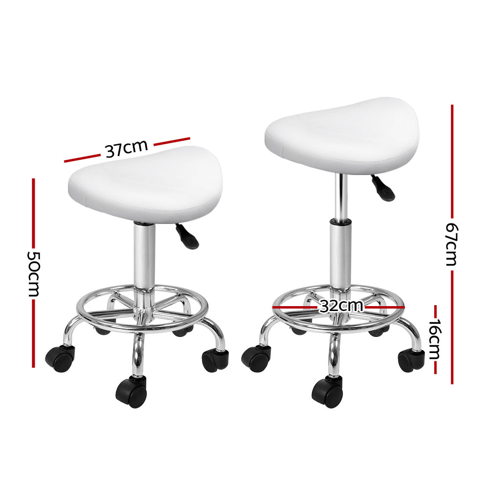 Artiss Salon Stool Saddle Swivel Chair White