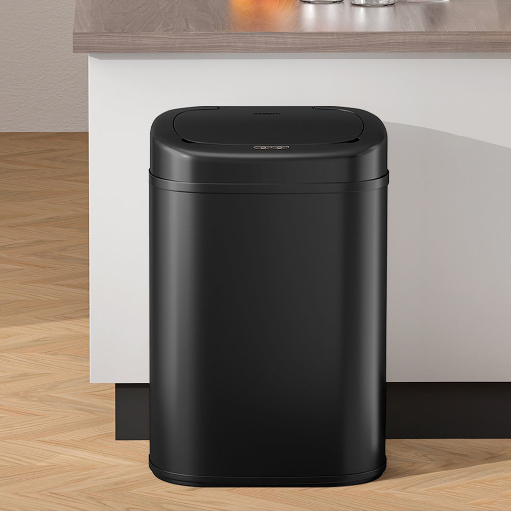 Devanti 82L Motion Sensor Bin Rubbish Automatic Black