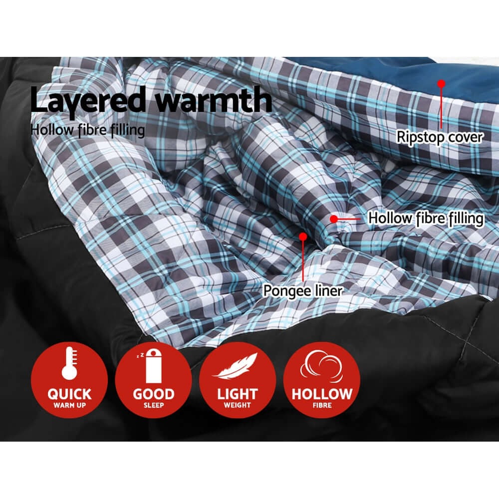 _label_, DSZ Product, feed-cond-new, feed-sl-free shipping, free-shipping, newWeisshorn Sleeping Bag Double Pillow Thermal Camping Hiking Tent Blue  - 10&Deg;C - Premium Outdoor Recreation > Camping > Sleeping Bags from Weisshorn ! Shop Online Buy Now at S & D's Value Store Family Business Best Customer Service_label_, DSZ Product, feed-cond-new, feed-sl-free shipping, free-shipping, new