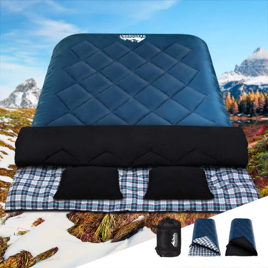 _label_, DSZ Product, feed-cond-new, feed-sl-free shipping, free-shipping, newWeisshorn Sleeping Bag Double Pillow Thermal Camping Hiking Tent Blue  - 10&Deg;C - Premium Outdoor Recreation > Camping > Sleeping Bags from Weisshorn ! Shop Online Buy Now at S & D's Value Store Family Business Best Customer Service_label_, DSZ Product, feed-cond-new, feed-sl-free shipping, free-shipping, new