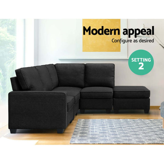 Artiss Modular Sofa Set in dark grey, showcasing modern appeal and customizable configuration options.