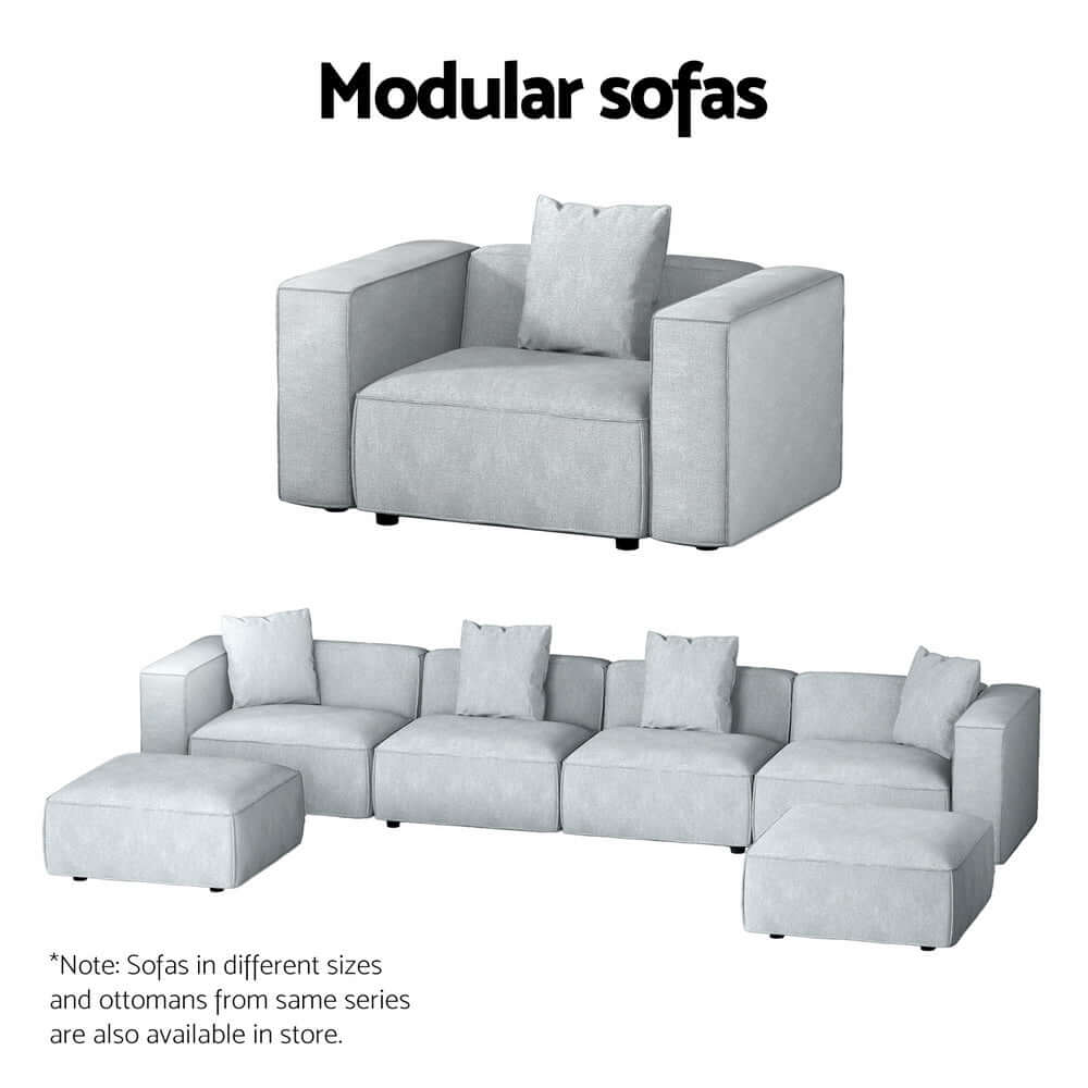 Artiss modular sofas in grey, showcasing a 2-seater and sectional design, combining comfort and style for modern living.