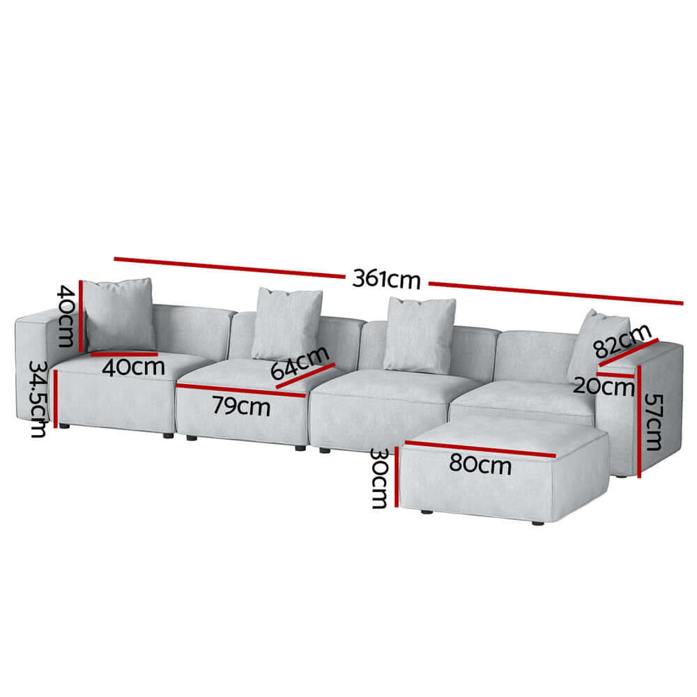 طقم أريكة Artiss Modular ذو 5 مقاعد باللون الرمادي