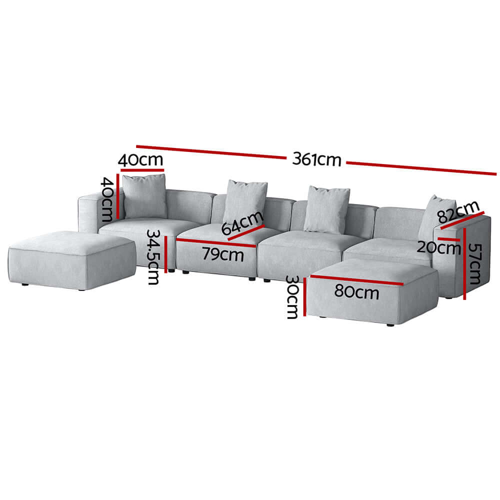 طقم أريكة Artiss Modular Chairs مكون من 6 مقاعد باللون الرمادي