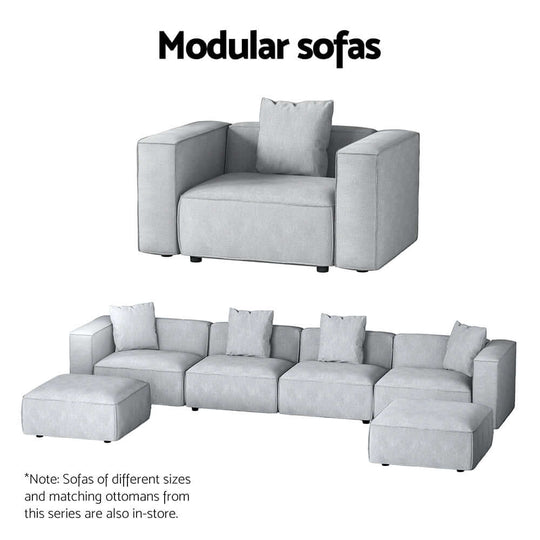 طقم أريكة Artiss Modular Chairs مكون من 6 مقاعد باللون الرمادي