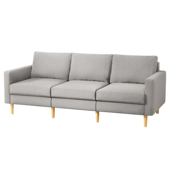 Artiss 3 Seater Sofa in grey linen fabric with wooden legs, perfect for affordable luxury and DIY home decor.