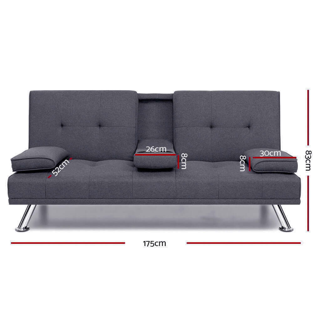 DSZ Product, feed-cond-new, feed-sl-DSZ Freight Payable, newArtiss Sofa Bed 175Cm Dark Grey Fabric - Premium Furniture > Bar Stools & Chairs > Arm Chairs & Recliners from Artiss ! Shop Online Buy Now at S & D's Value Store Family Business Best Customer ServiceDSZ Product, feed-cond-new, feed-sl-DSZ Freight Payable, new