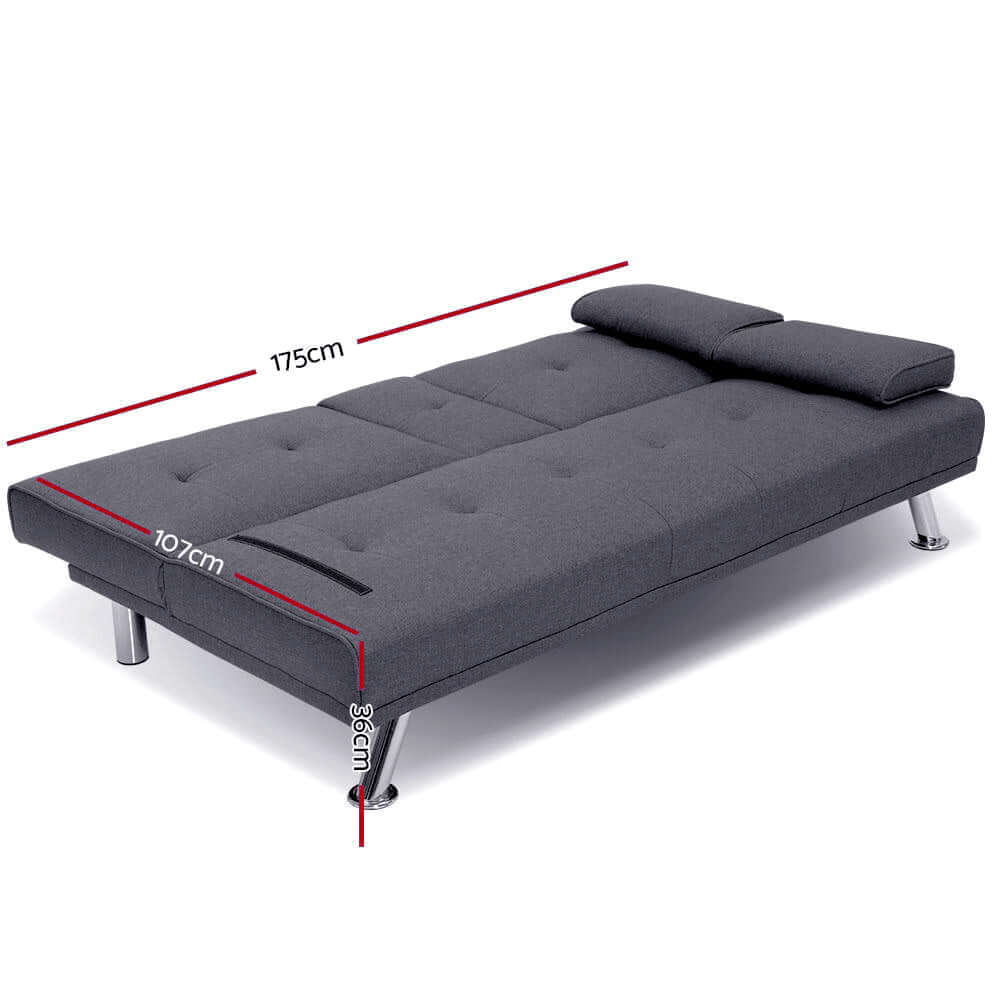 DSZ Product, feed-cond-new, feed-sl-DSZ Freight Payable, newArtiss Sofa Bed 175Cm Dark Grey Fabric - Premium Furniture > Bar Stools & Chairs > Arm Chairs & Recliners from Artiss ! Shop Online Buy Now at S & D's Value Store Family Business Best Customer ServiceDSZ Product, feed-cond-new, feed-sl-DSZ Freight Payable, new