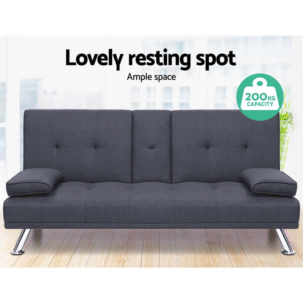 DSZ Product, feed-cond-new, feed-sl-DSZ Freight Payable, newArtiss Sofa Bed 175Cm Dark Grey Fabric - Premium Furniture > Bar Stools & Chairs > Arm Chairs & Recliners from Artiss ! Shop Online Buy Now at S & D's Value Store Family Business Best Customer ServiceDSZ Product, feed-cond-new, feed-sl-DSZ Freight Payable, new