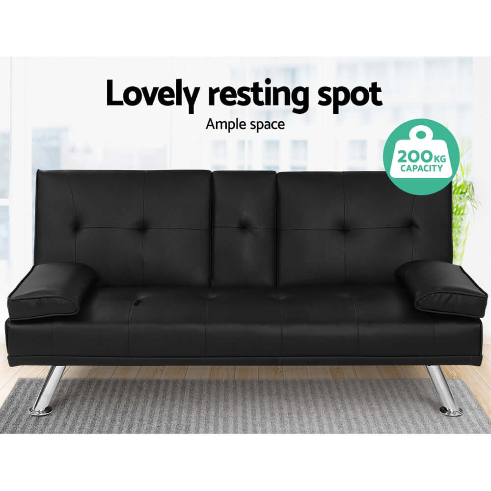 DSZ Product, feed-cond-new, feed-sl-DSZ Freight Payable, newArtiss Sofa Bed 168Cm Black Pu Leather - Premium Furniture > Sofas > Sofas & Sofa Beds from Artiss ! Shop Online Buy Now at S & D's Value Store Family Business Best Customer ServiceDSZ Product, feed-cond-new, feed-sl-DSZ Freight Payable, new