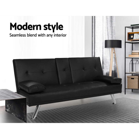 DSZ Product, feed-cond-new, feed-sl-DSZ Freight Payable, newArtiss Sofa Bed 168Cm Black Pu Leather - Premium Furniture > Sofas > Sofas & Sofa Beds from Artiss ! Shop Online Buy Now at S & D's Value Store Family Business Best Customer ServiceDSZ Product, feed-cond-new, feed-sl-DSZ Freight Payable, new