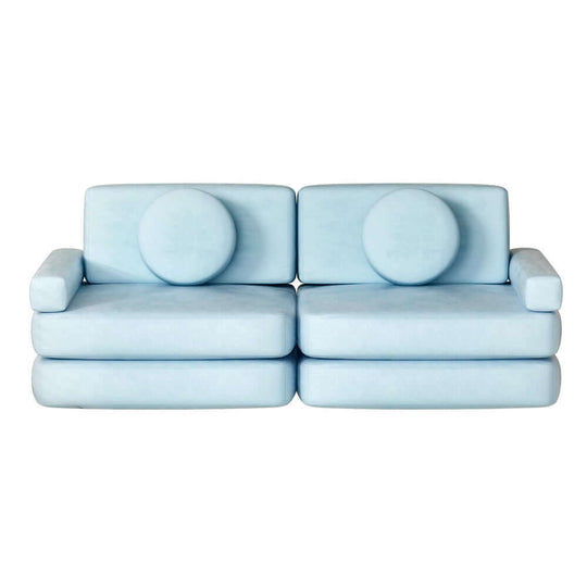 Artiss Sofa Bed 2 Seater Kid Diy Play Couch Velvet Blue