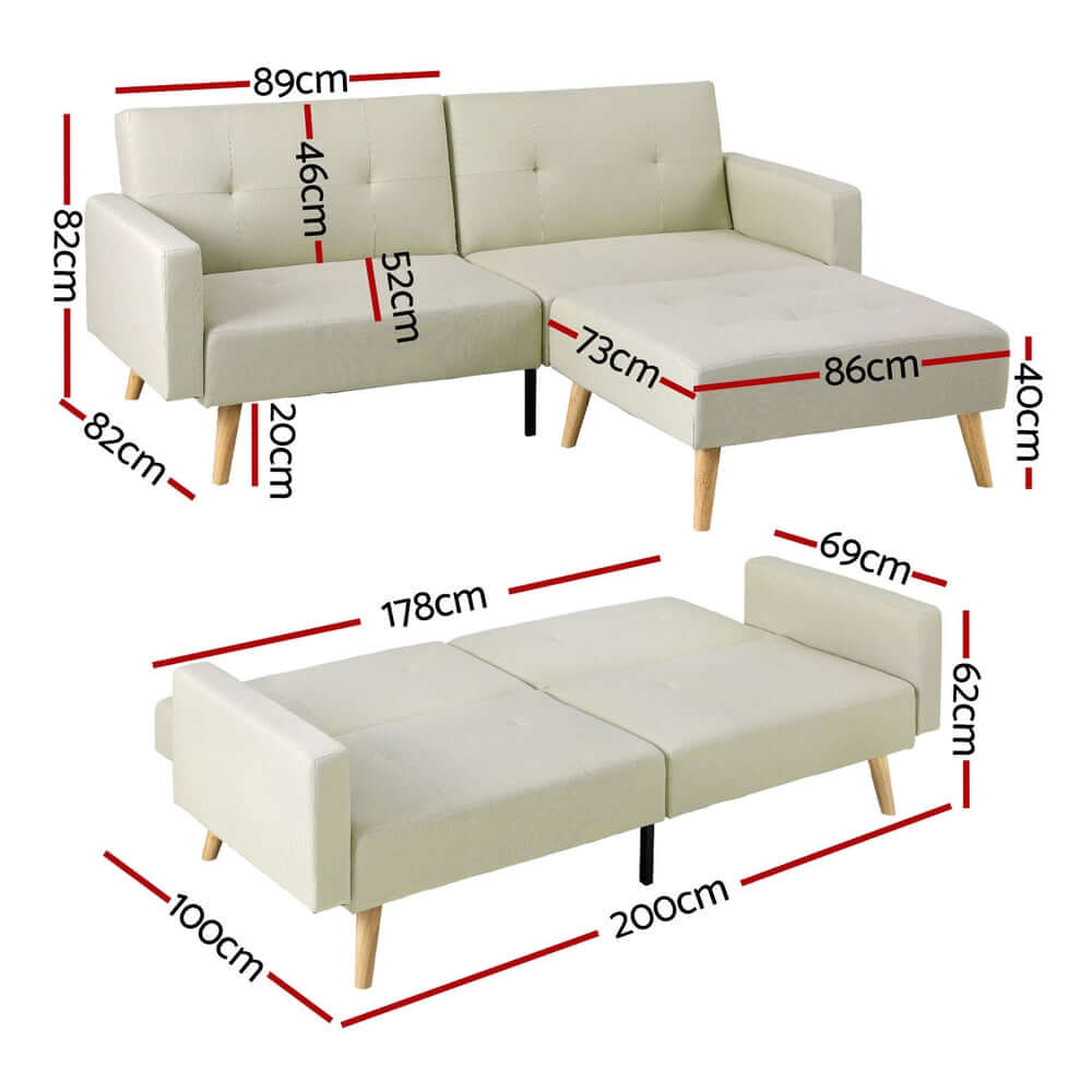 DSZ Product, feed-cond-new, feed-sl-DSZ Freight Payable, newArtiss Sofa Bed Ottoman 3 Seater Beige Faux Linen - Premium Furniture > Bar Stools & Chairs > Arm Chairs & Recliners from Artiss ! Shop Online Buy Now at S & D's Value Store Family Business Best Customer ServiceDSZ Product, feed-cond-new, feed-sl-DSZ Freight Payable, new