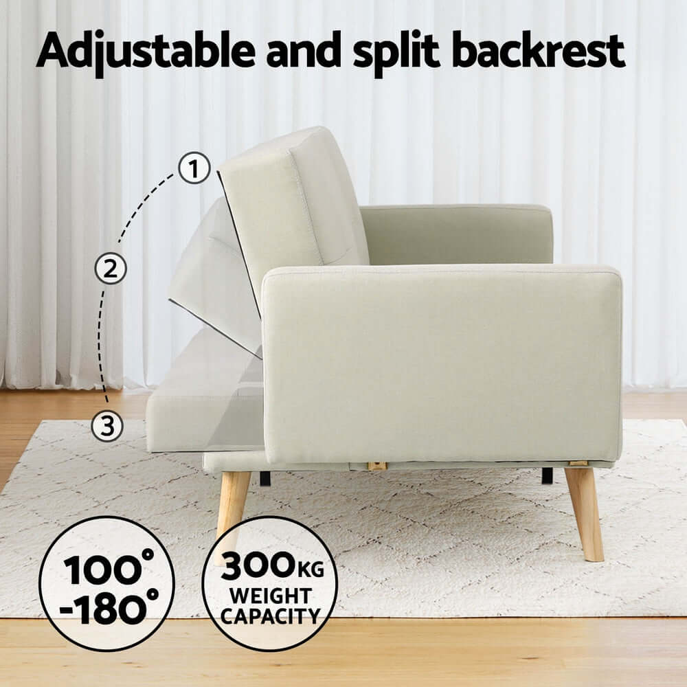 DSZ Product, feed-cond-new, feed-sl-DSZ Freight Payable, newArtiss Sofa Bed Ottoman 3 Seater Beige Faux Linen - Premium Furniture > Bar Stools & Chairs > Arm Chairs & Recliners from Artiss ! Shop Online Buy Now at S & D's Value Store Family Business Best Customer ServiceDSZ Product, feed-cond-new, feed-sl-DSZ Freight Payable, new