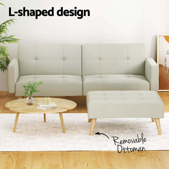 DSZ Product, feed-cond-new, feed-sl-DSZ Freight Payable, newArtiss Sofa Bed Ottoman 3 Seater Beige Faux Linen - Premium Furniture > Bar Stools & Chairs > Arm Chairs & Recliners from Artiss ! Shop Online Buy Now at S & D's Value Store Family Business Best Customer ServiceDSZ Product, feed-cond-new, feed-sl-DSZ Freight Payable, new