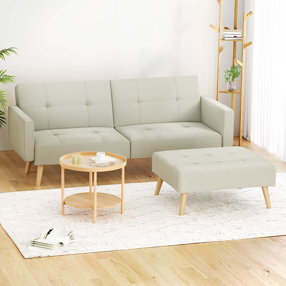 DSZ Product, feed-cond-new, feed-sl-DSZ Freight Payable, newArtiss Sofa Bed Ottoman 3 Seater Beige Faux Linen - Premium Furniture > Bar Stools & Chairs > Arm Chairs & Recliners from Artiss ! Shop Online Buy Now at S & D's Value Store Family Business Best Customer ServiceDSZ Product, feed-cond-new, feed-sl-DSZ Freight Payable, new