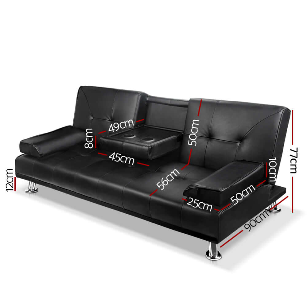 DSZ Product, feed-cond-new, feed-sl-DSZ Freight Payable, newArtiss Sofa Bed 188Cm Black Pu Leather - Premium Furniture > Bar Stools & Chairs > Arm Chairs & Recliners from Artiss ! Shop Online Buy Now at S & D's Value Store Family Business Best Customer ServiceDSZ Product, feed-cond-new, feed-sl-DSZ Freight Payable, new