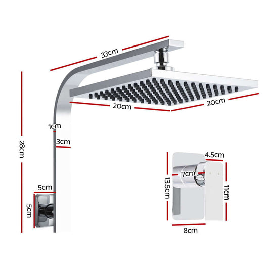 _label_, DSZ Product, feed-cond-new, feed-sl-free shipping, free-shipping, newCefito 8'' Rain Shower Head Wall Arm Square High Pressure Mixer Tap Chrome - Premium Home & Garden > Bathroom Accessories > Shower Accessories from Cefito ! Shop Online Buy Now at S & D's Value Store Family Business Best Customer Service_label_, DSZ Product, feed-cond-new, feed-sl-free shipping, free-shipping, new