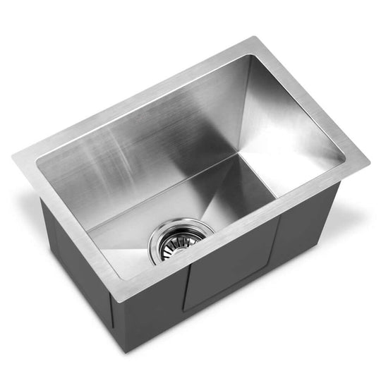 Cefito kitchen sink 45x30cm stainless steel basin, single bowl, silver, handmade food grade 304 stainless steel, scratch and bacteria-proof.