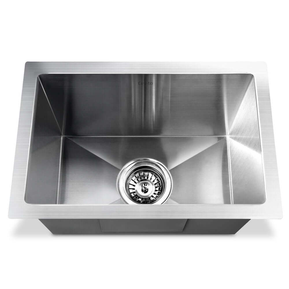 Cefito Kitchen Sink 45X30CM stainless steel single bowl with satin finish, food-grade 304 stainless steel, perfect for laundry and kitchen use.