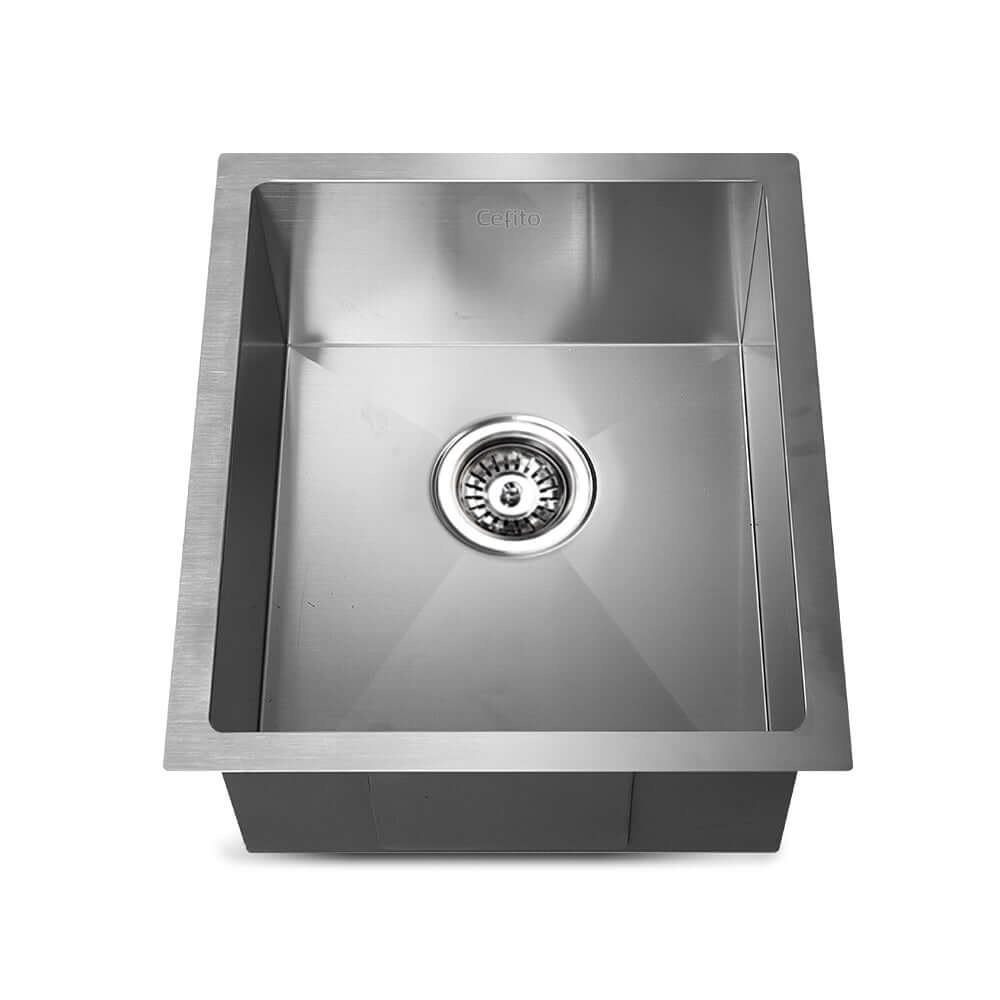 Cefito Handmade Kitchen Sink 45x39CM Single Bowl Stainless Steel Basin in Silver for Laundry and Kitchens