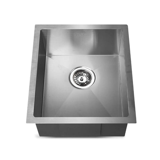 Cefito Handmade Kitchen Sink 45x39CM Single Bowl Stainless Steel Basin in Silver for Laundry and Kitchens