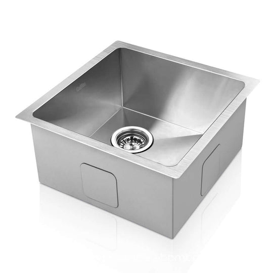 Cefito 44x44cm Single Bowl Kitchen Sink Stainless Steel Basin for Laundry Silver - Heavy-duty Food Grade 304, Scratch-proof & Bacteria-free