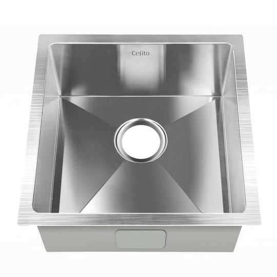 Cefito Stainless Steel Kitchen Sink Single Bowl 44x44cm, Food Grade 304, Scratch-proof and Oil-proof Basin in Silver Finish