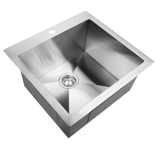 Cefito single bowl stainless steel kitchen sink 53x50cm supporting a scratch-proof, oil-proof, bacteria-free surface in silver