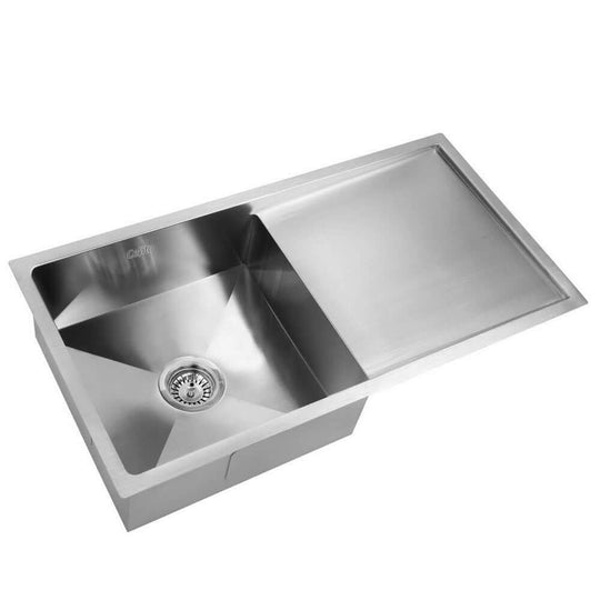 Cefito 87x45cm Stainless Steel Kitchen Sink Single Bowl Laundry Basin Silver