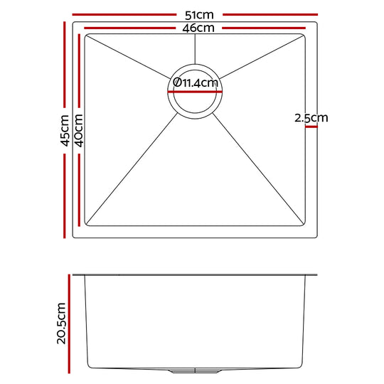 DSZ Product, feed-cond-new, feed-sl-DSZ Freight Payable, newCefito Kitchen Sink 51 X 45Cm Stainless Steel Basin Single Bowl Laundry Black - Premium Furniture > Dining > Kitchen Sinks from Cefito ! Shop Online Buy Now at S & D's Value Store Family Business Best Customer ServiceDSZ Product, feed-cond-new, feed-sl-DSZ Freight Payable, new