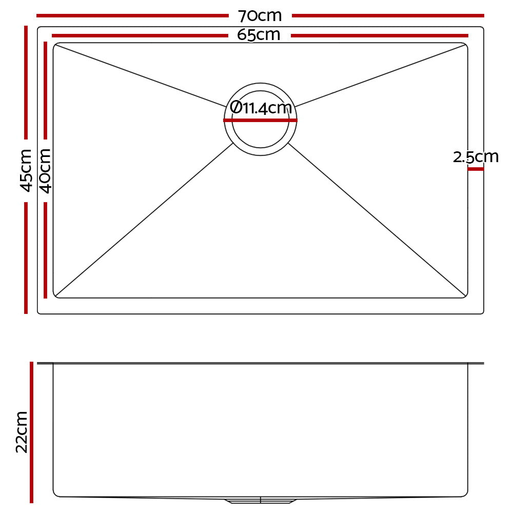 DSZ Product, feed-cond-new, feed-sl-DSZ Freight Payable, newCefito Kitchen Sink 70 X 45Cm Stainless Steel Basin Single Bowl Laundry Black - Premium Furniture > Dining > Kitchen Sinks from Cefito ! Shop Online Buy Now at S & D's Value Store Family Business Best Customer ServiceDSZ Product, feed-cond-new, feed-sl-DSZ Freight Payable, new