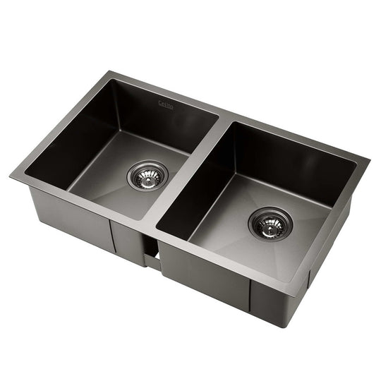 DSZ Product, feed-cond-new, feed-sl-DSZ Freight Payable, newCefito Kitchen Sink 77 X 45Cm Stainless Steel Basin Double Bowl Laundry Black - Premium Furniture > Bathroom > Sinks from Cefito ! Shop Online Buy Now at S & D's Value Store Family Business Best Customer ServiceDSZ Product, feed-cond-new, feed-sl-DSZ Freight Payable, new