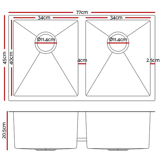 DSZ Product, feed-cond-new, feed-sl-DSZ Freight Payable, newCefito Kitchen Sink 77 X 45Cm Stainless Steel Basin Double Bowl Laundry Black - Premium Furniture > Bathroom > Sinks from Cefito ! Shop Online Buy Now at S & D's Value Store Family Business Best Customer ServiceDSZ Product, feed-cond-new, feed-sl-DSZ Freight Payable, new