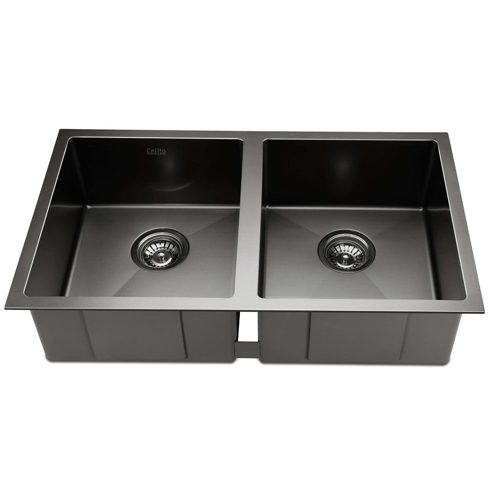 DSZ Product, feed-cond-new, feed-sl-DSZ Freight Payable, newCefito Kitchen Sink 77 X 45Cm Stainless Steel Basin Double Bowl Laundry Black - Premium Furniture > Bathroom > Sinks from Cefito ! Shop Online Buy Now at S & D's Value Store Family Business Best Customer ServiceDSZ Product, feed-cond-new, feed-sl-DSZ Freight Payable, new