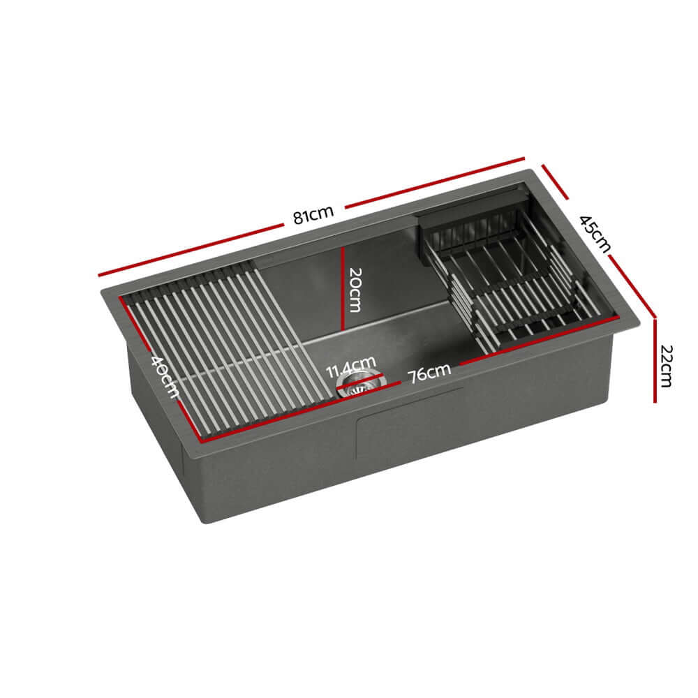 DSZ Product, feed-cond-new, feed-sl-DSZ Freight Payable, newCefito Kitchen Sink 81 X 45Cm Stainless Steel Single Bowl Drain Rack Basket Black - Premium Home & Garden > DIY > Kitchen & Bathroom DIY from Cefito ! Shop Online Buy Now at S & D's Value Store Family Business Best Customer ServiceDSZ Product, feed-cond-new, feed-sl-DSZ Freight Payable, new