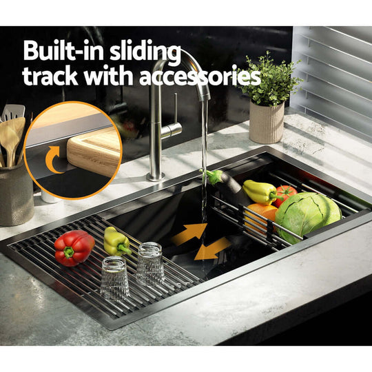 DSZ Product, feed-cond-new, feed-sl-DSZ Freight Payable, newCefito Kitchen Sink 81 X 45Cm Stainless Steel Single Bowl Drain Rack Basket Black - Premium Home & Garden > DIY > Kitchen & Bathroom DIY from Cefito ! Shop Online Buy Now at S & D's Value Store Family Business Best Customer ServiceDSZ Product, feed-cond-new, feed-sl-DSZ Freight Payable, new